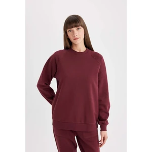 Oversize Geniş Kalıp Bisiklet Yaka Kalın Basic Düz Casual Sweatshirt V2697AZ24WN