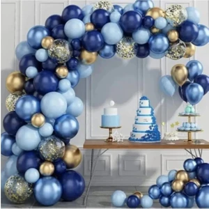 Bkmc Party Mavi Lacivert 60 Lı Balon Zinciri Süsleme Seti 5 Renkli Doğum Günü Süsü Parti Seti