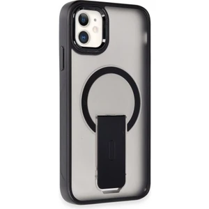 Apple iPhone 11 Kılıf Magsafe Şarj Özellikli Kenarı Silikon Arka Sert Pc Standlı Tork Kapak