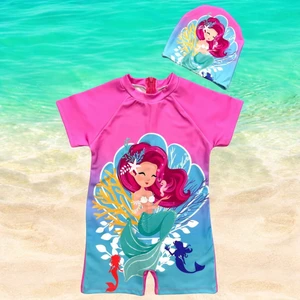 Lolli Boom Kids  Kız Çocuk Deniz Kızı Baskı Temalı  Temalı Hassas Ten Kısa Kol Hipster Mayo Bone Seti