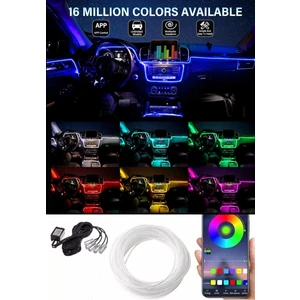 LED Neon Araç Içi 7 Renkli Ambians Ledi Telefondan Kontrol 6 Metre Çakmaklık Girişli