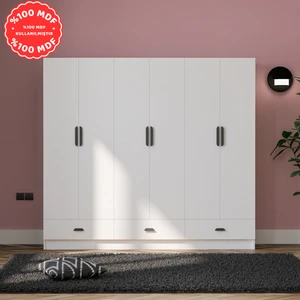 Inci 6 Kapak 3 Çekmeceli Gardırop  Mdf