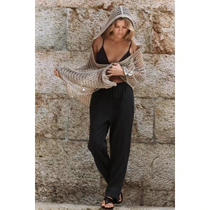 Siyah Ayarlanabilir Bel Rahat Kesim Pantolon MG2161