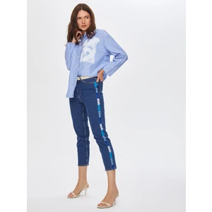 Faik Sönmez Yanı Renkli Nakış Detaylı Slım Fıt Jean Pantolon 69355