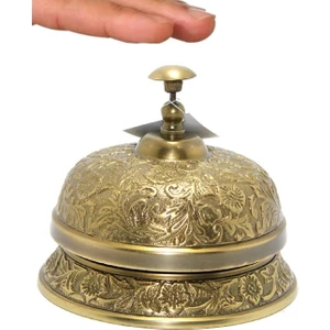 Işlemeli Pirinç Denizci Çanı Resepsiyon Zili 14 cm