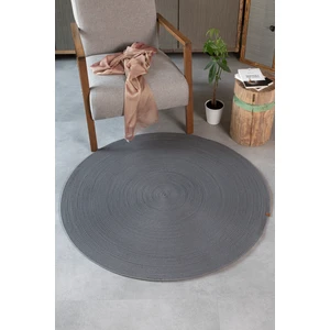 Colore Home Antrasit Hasır Jüt Yuvarlak Kilim Yuvarlak Halı El Örgüsü Paspas