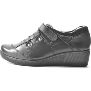 Onlo Ayakkabı Onlo Ayakkabı 1635  Deri Siyah & Taba Cırtlı Kadın Anne Ayakkabı