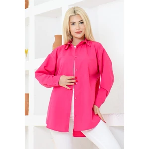 Nacar Çarşı Kadın Düz Renk Keten Rahat Kesim Oversize Uzun Basic Gömlek