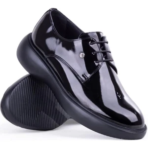 Bags Shoes Pierre Cardin PCE-70914 Wedding Erkek Yüksek Taban Siyah Rugan Klasik Ayakkabı