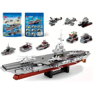 Uçak Gemisi LEGO Yapı Blokları Seti 546 Parça 6-8 Yaş Donanma Savaş Gemisi Modeli Kit