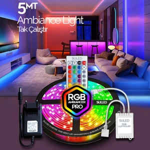 Şerit LED 5 Metre Animasyonlu Tak Çalıştır Kumandalı Trafolu Rgb Şerit Işık Ambiyans