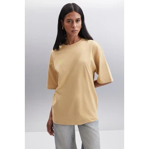 Souling Pamuk Kadın T-Shirt Bej T-Shirt