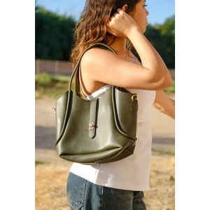 Casual Bag -Kadın Haki Makyaj Çantalı Retro Omuz ve El Çantası