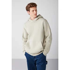 Draco Erkek Yumuşacık Kumaşlı Oversize Kapüşonlu Taş Rengi Sweatshirt