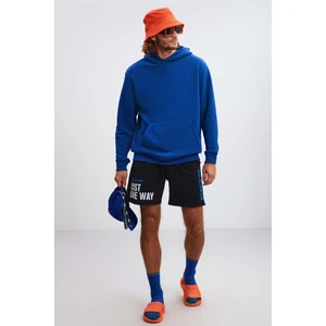 Draco Erkek Yumuşacık Kumaşlı Oversize Kapüşonlu Mavi Sweatshirt