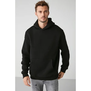 Draco Erkek Yumuşacık Kumaşlı Oversize Kapüşonlu Siyah Sweatshirt