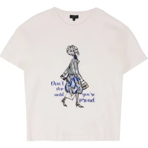 Bisiklet Yaka Baskılı Kırık Beyaz Kadın T-Shirt F4WL-TST0350