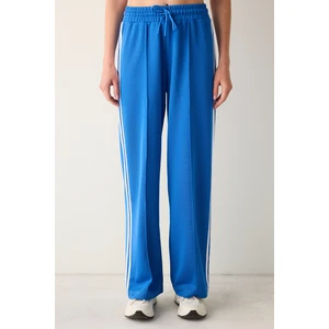 Mavi Yüksek Bel Çizgi Detay Retro Pantolon