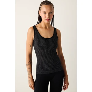 Siyah Simli  Dikişssiz Üst