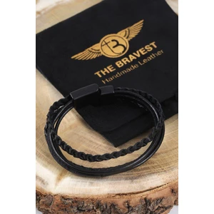 Mr. Hero Mrhero Erkek Ahtapot Karışık Örgü El Yapımı Hakiki Deri Bileklik MH002 Siyah