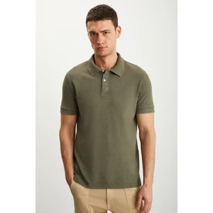 Vernon Erkek Soluk Efektli Haki Polo Yaka T-Shirt