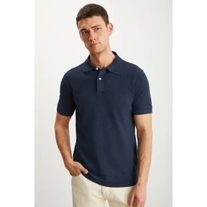 Vernon Erkek Soluk Efektli Lacivert Polo Yaka T-Shirt