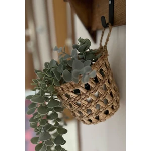 Dekoratif Çok Amaçlı Doğal El Yapımı Hasır Saksı Sepet / 10X10CM