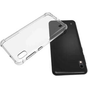 Samsung Galaxy A10 Uyumlu Kılıf Şeffaf Köşelerde Darbelere Karşı Ultra Kalınlaştırılmış Darbe Korumalı Strong Cover