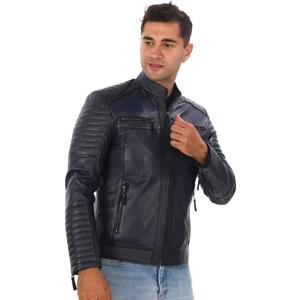 Erkek Yeni Motorcu Modeli Hakiki Deri Mont