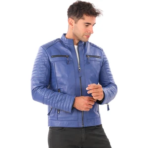 Erkek Yeni Motorcu Modeli Hakiki Deri Mont