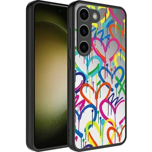 ZORE Samsung Galaxy S23 Kılıf Aynalı Desenli Kamera Korumalı Parlak Mirror Kapak-Kalp