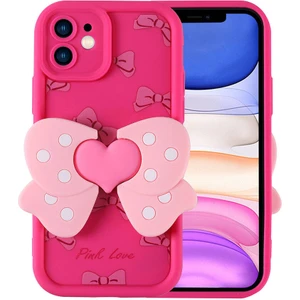 Apple iPhone 11 Kılıf Kamera Korumalı Figür Tasarımlı Kapya Kapak-Pembe Koyu