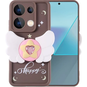 Xiaomi Poco M6 Pro 4g Kılıf Kamera Korumalı Figür Tasarımlı Kapya Kapak-Koyu Kahve