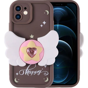 Alan Tech Apple iPhone 12 Kılıf Kamera Korumalı Figür Tasarımlı Zore Kapya Kapak-Koyu Kahve