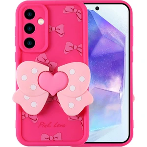 Alan Tech Galaxy A35 Kılıf Kamera Korumalı Figür Tasarımlı Zore Kapya Kapak-Pembe Koyu
