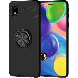 Alan Tech Galaxy A01 Core Kılıf Zore Ravel Silikon Kapak-Siyah