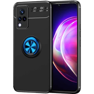 Alan Tech Vivo V21 Kılıf Zore Ravel Silikon Kapak-Siyah-Mavi