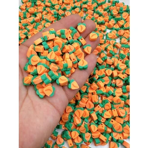 Ebruli Boncuk 10 mm Havuç Meyvesi Figür Fimo Boncuk Takı Yapımı Bead (100 Adet)