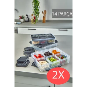 14 Parça Sızdırmaz Saklama Kabı Kahvaltılık ve Buzluk Saklama Kabı Vakumlu Kapaklı Set