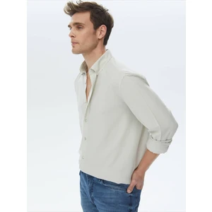 Açık Haki Regular Fit Dokuma Casual Gömlek