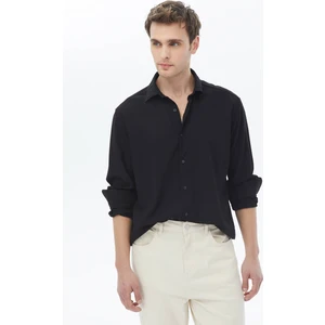 Siyah Regular Fit Dokuma Casual Gömlek