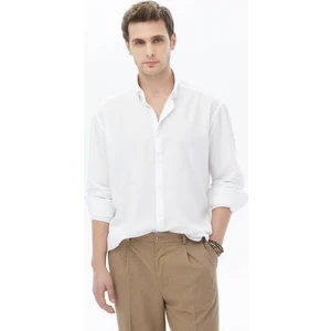 Beyaz Regular Fit Dokuma Casual Gömlek
