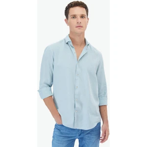 Mint Düz Regular Fit Dokuma Casual Pamuk Karışımlı Gömlek