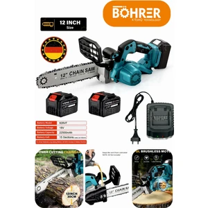 V598 12'' 30CM Fırçasız 5000 Ah 2400W Akülü Ağaç Budama Ağaç Kesme Testere Hızar - 15 Pil Bataryalı