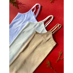 3 Adet Pamuklu,ip Askılı,raporlu,fitilli Kadın Atlet 64VIC20 (Görseldeki Renkler Gönderilir)