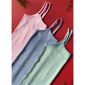 3 Adet Pamuklu,ip Askılı,raporlu,fitilli Kadın Atlet 64VIC20 (Görseldeki Renkler Gönderilir)