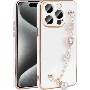 Apple iPhone 15 Pro Kılıf El Tutamaçlı Kamera Korumalı Taka Silikon Kapak - Beyaz