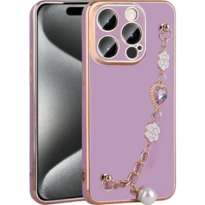 Apple iPhone 15 Pro Max Kılıf El Tutamaçlı Kamera Korumalı Taka Silikon Kapak - Mor