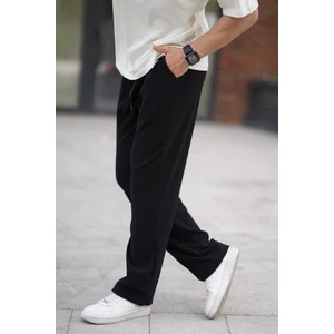 Siyah Beli Ayarlanabilir Cep Detaylı Bol Pantolon 6545