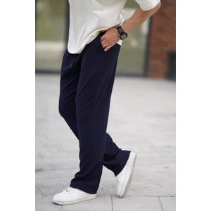 Lacivert Beli Ayarlanabilir Cep Detaylı Bol Pantolon 6545